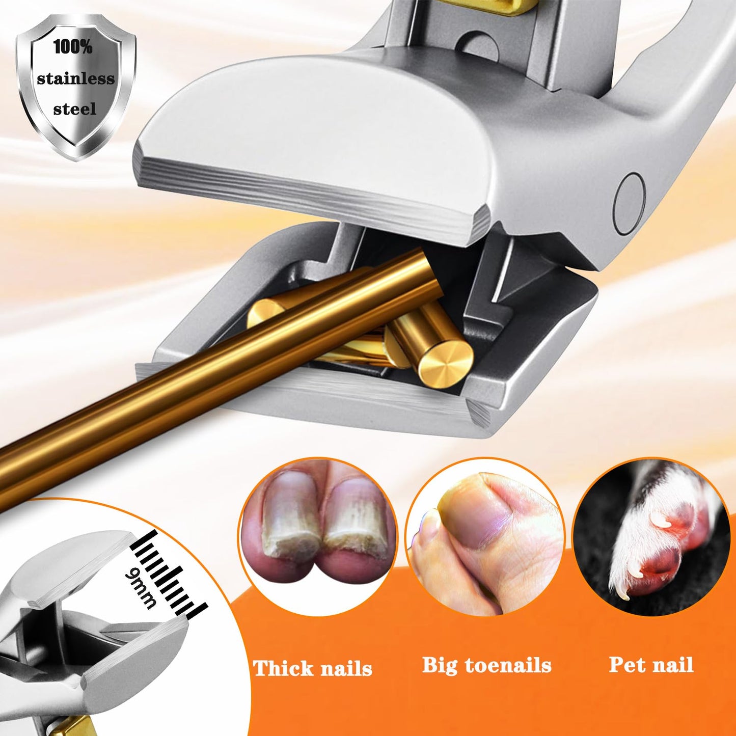 XGIZMOO Toenail Clippers for Thick Toenails-Angled Head,Toe Nail Clippers for Thick Nails for Seniors,Finger Nail Clippers for Men with Wide Jaw Opening, Heavy-Duty Nail Cutters