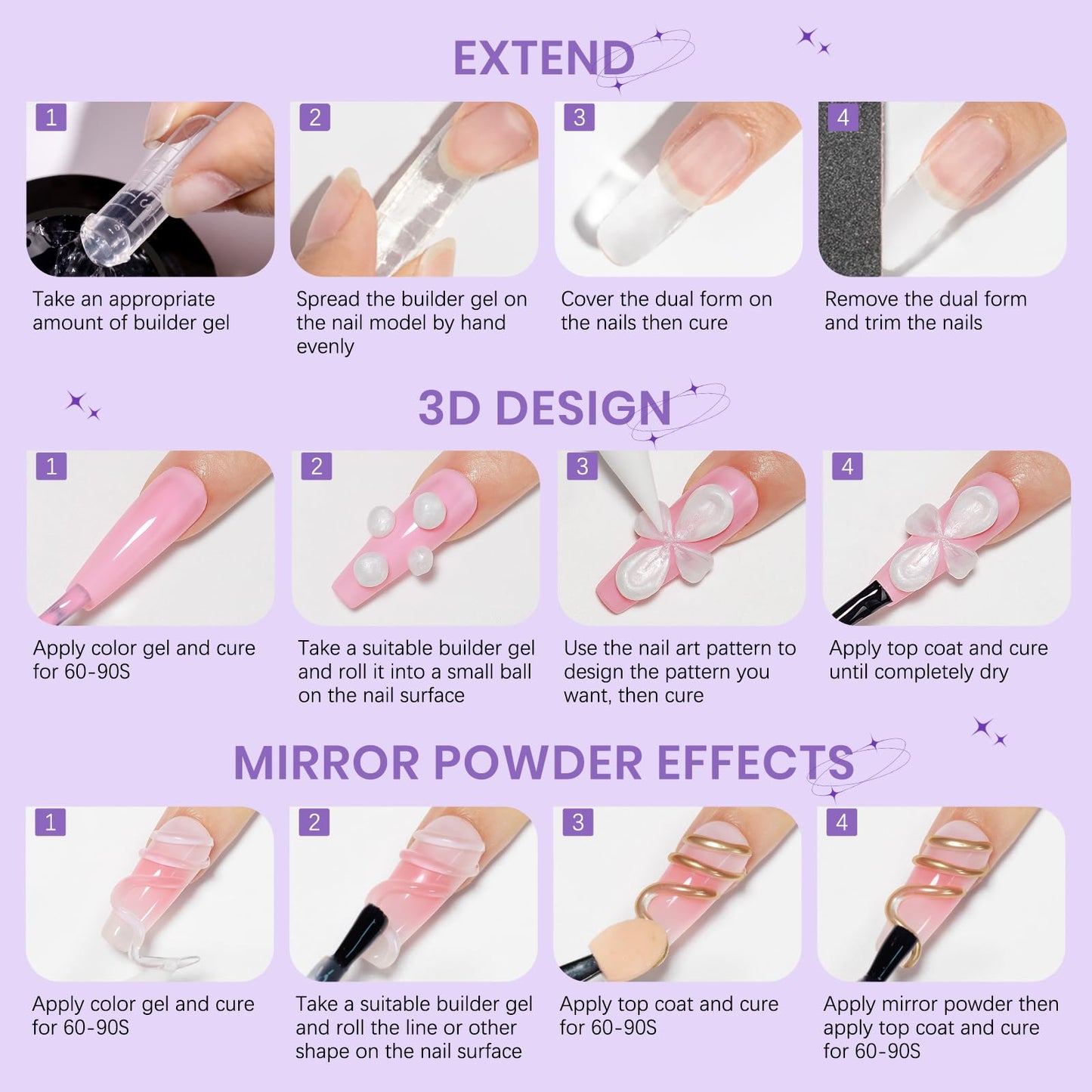 SUPWEE 3d Sculpting Gel for Nail Art Non Stick Hand Hard Gel for Nails Clear White and Pearl White Solid Builder Gels for Nails for Extension Carving Sculpting Beauty Charms for Beignner and Salon DIY