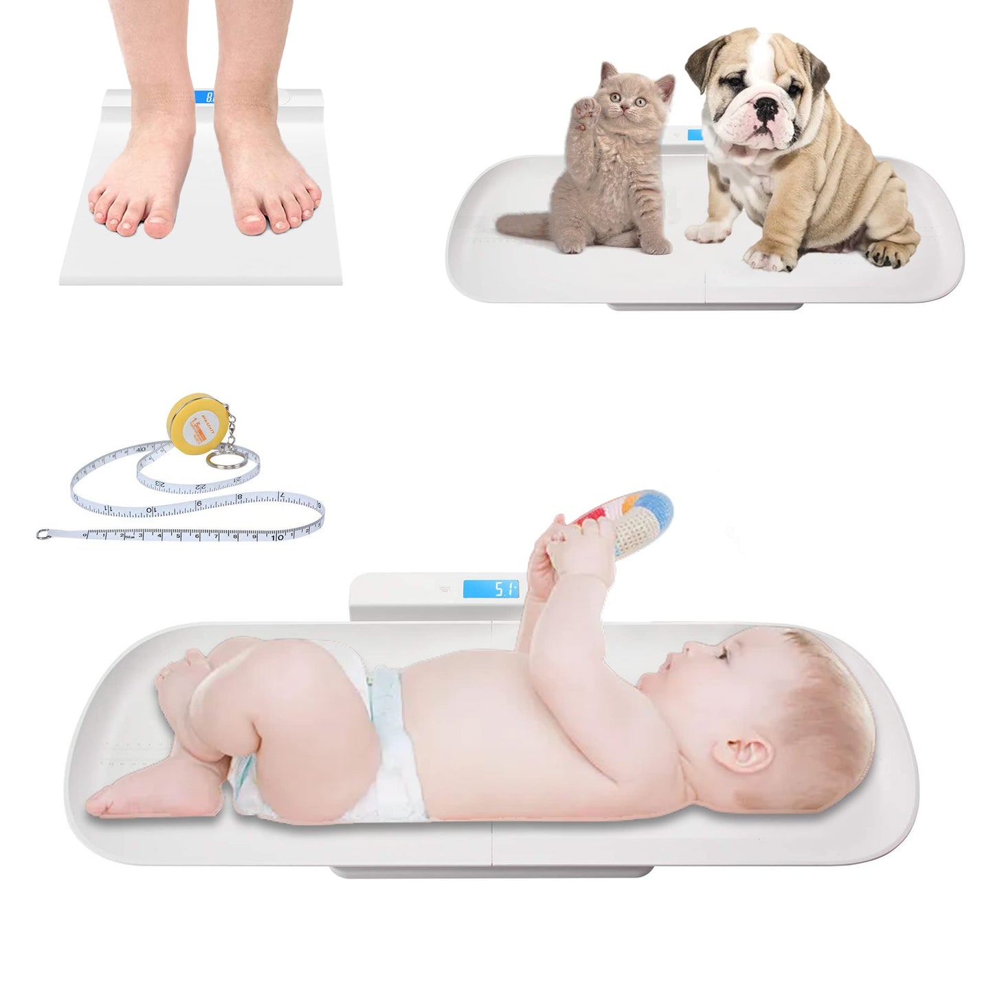 MEKBOK Baby Scale,Multifunctional Baby Weight Scale, Baby Scale, Pet Scale for Puppy,Multi-Function pet and Baby Scale with 4 Measurement Modes, Newborn Precise Pediatric Scale (28 inches)