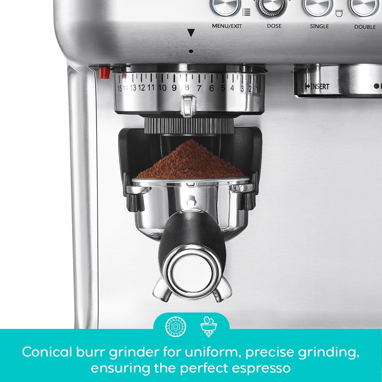 CASABREWS 5700Pro Espresso Machine with Grinder, Professional Coffee Maker with Milk Frother Steam Wand, Barista-Quality Cappuccino Latte Machine with LCD Display, Great for Coffee Enthusiasts