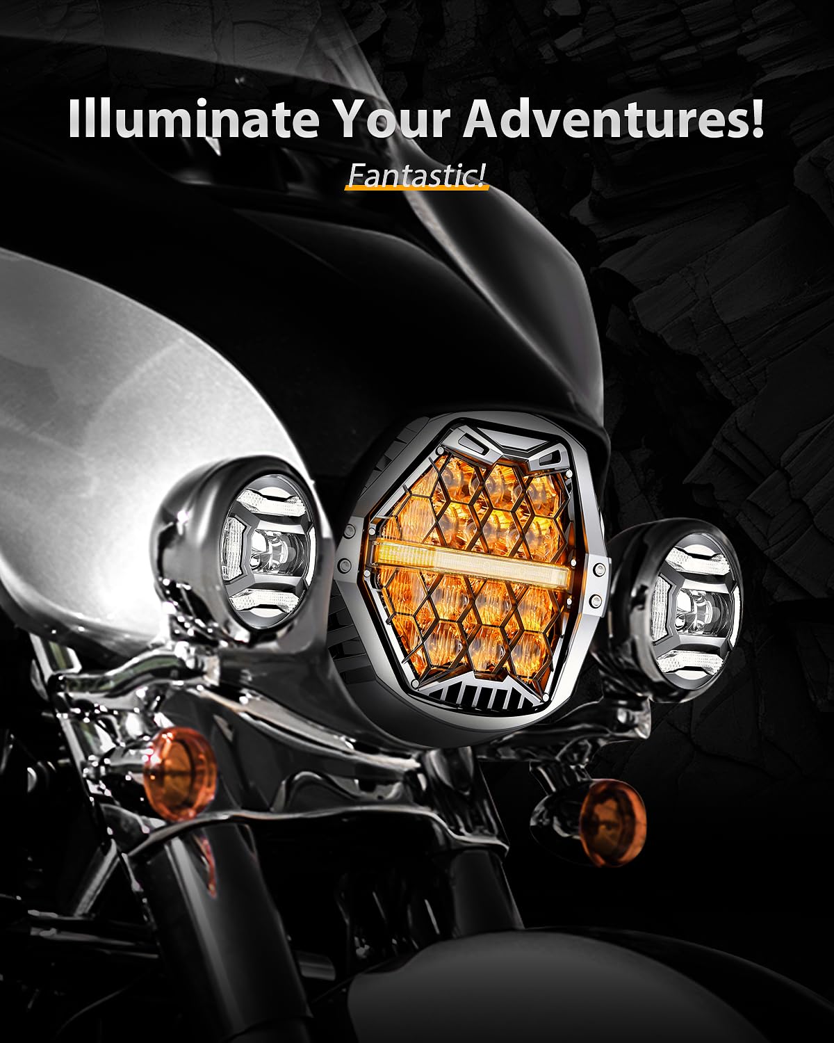 Silver 1000% Bright 120W 7'' Motorcycles LED Headlight with Amber Turn Signal Compatible with Road King Road Glide Street Glide Electra Glide Ultra Limited Trike Heritage Softail Fat Boy Yamaha
