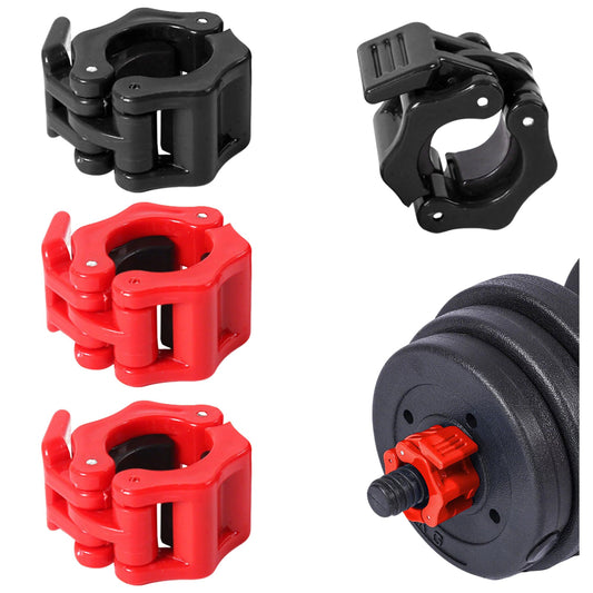4 Pack Dumbbell Barbell Clamps 30mm, Quick Release Weight Bar Collars, Secure Locking Barbell Clips for Weightlifting, Workout, Strength Training & Fitness Accessories (Black+Red)