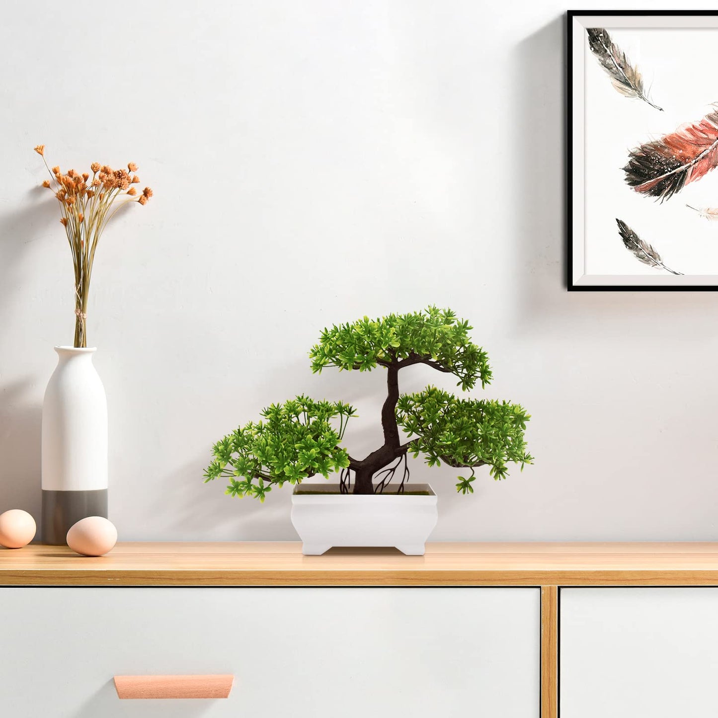 AzureLeap Artificial Bonsai Tree Cloud Pine Bionic Plant Indoor Small Fake Plants Decor Zen Garden Desk Home Desktop Office Bathroom Shelf Bedroom Living Room Decorations (Green)
