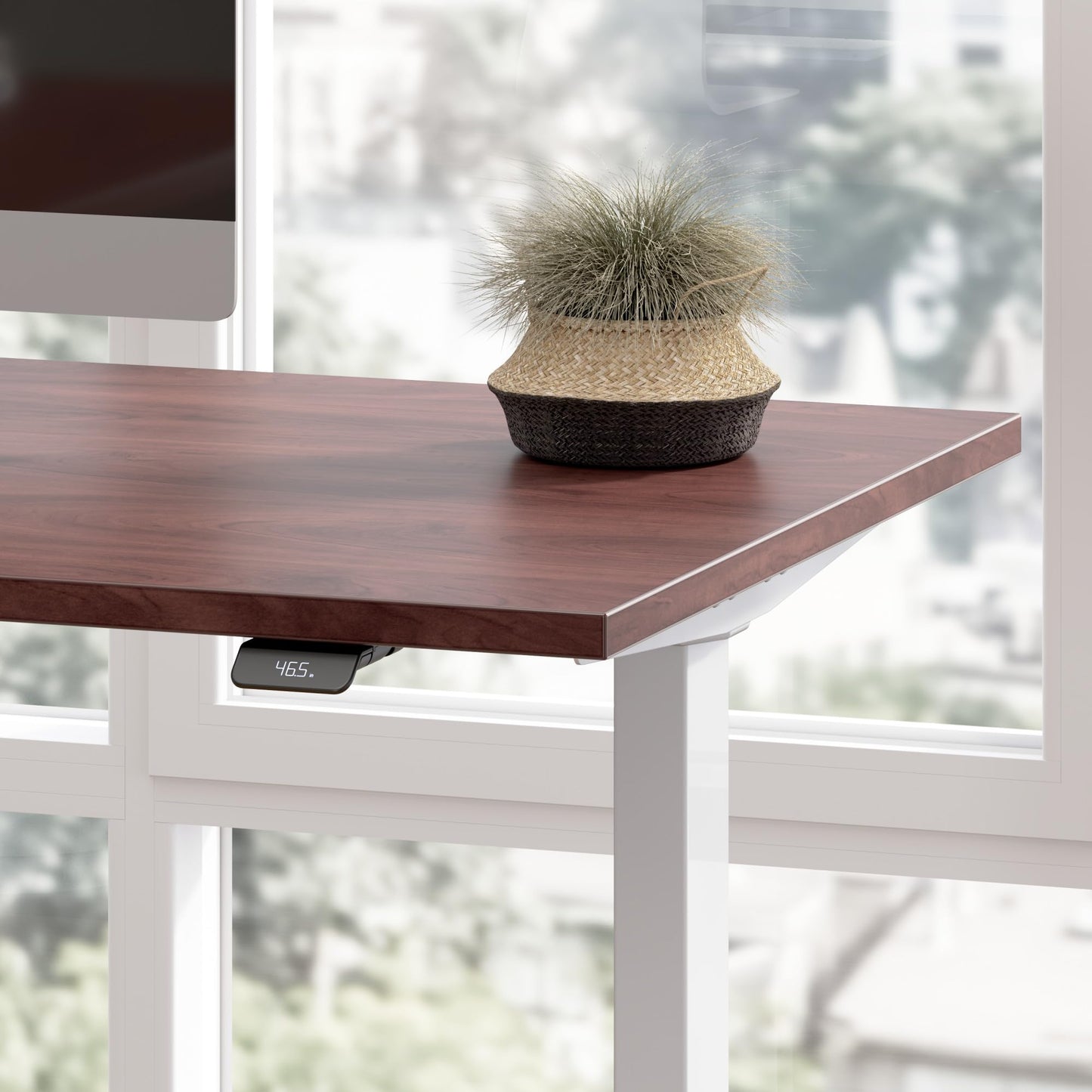 Bush Business Furniture 48-inch Electric Height Adjustable Standing Desk, Ergonomic Sit-Stand Computer Table for Home and Professional Office, Move 40 Series, Hansen Cherry with Metallic Gray Base