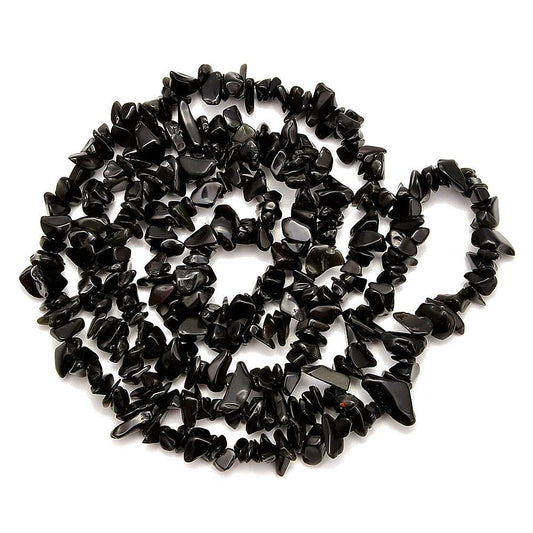 PLTbeads Gemstone Chips Natural Black Obsidian 3-5mm Healing Crystals Waist Bracelets Necklace Kit Irregular Stone DIY Crafts Design Jewelry Making Approxi 32 inch