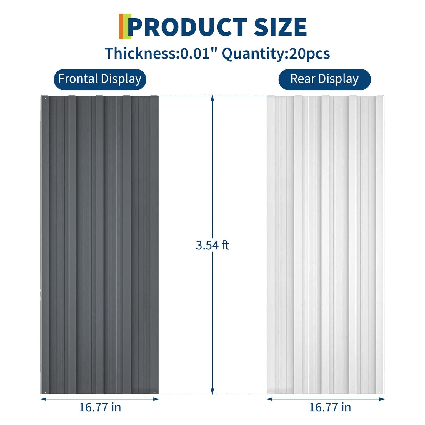 40 pcs Metal Roofing Panels, 3.5ft Galvanized Steel Corrugated Roof Sheets Gazebo Top Cover Garages, Sheds, Stables Replacement for Patio Outdoor Garden