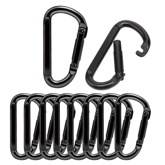 10 Pcs Heavy-Duty Carabiner, D-Shaped Spring Hook, Suitable for Camping, hammocks, Hiking, Keychains, Dog leashes, and Small Hooks for Key Rings