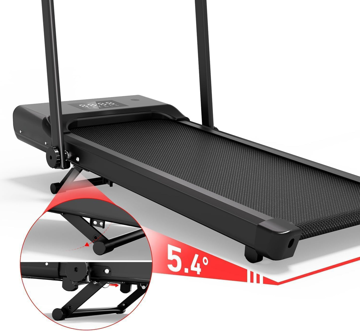 DeerRun Foldable Walking Pad Treadmill for Home & Office, Under Desk Walking Pad Treadmill with 9% Manual Incline and Handlebar, 0.6–7.5 MPH, 300 lb Capacity, App & Remote Control