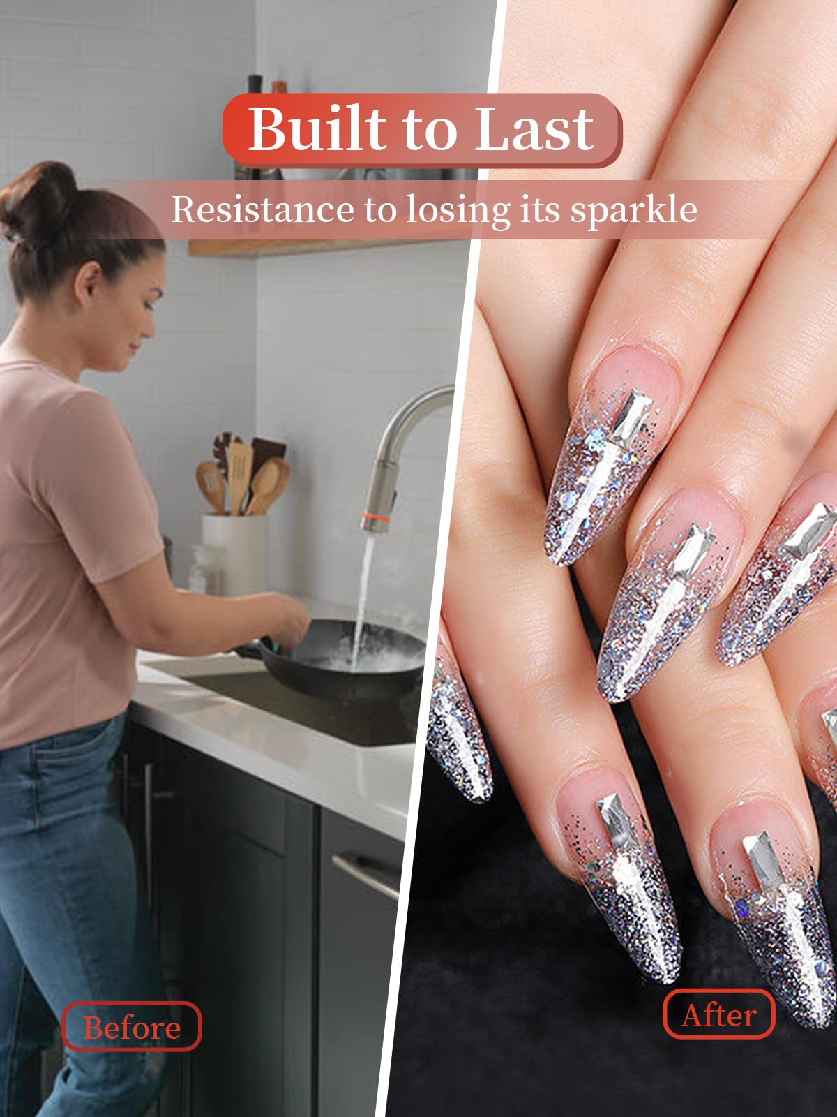 AMLAVIFISH 6080PCS White Rhinestones for Nails, Nail Art Rhinestone Kit, Silver Gems Flatback Crystals Diamonds for Nail Art Design, Mix Sizes Nail Charms and Gems(Tweezers Included)