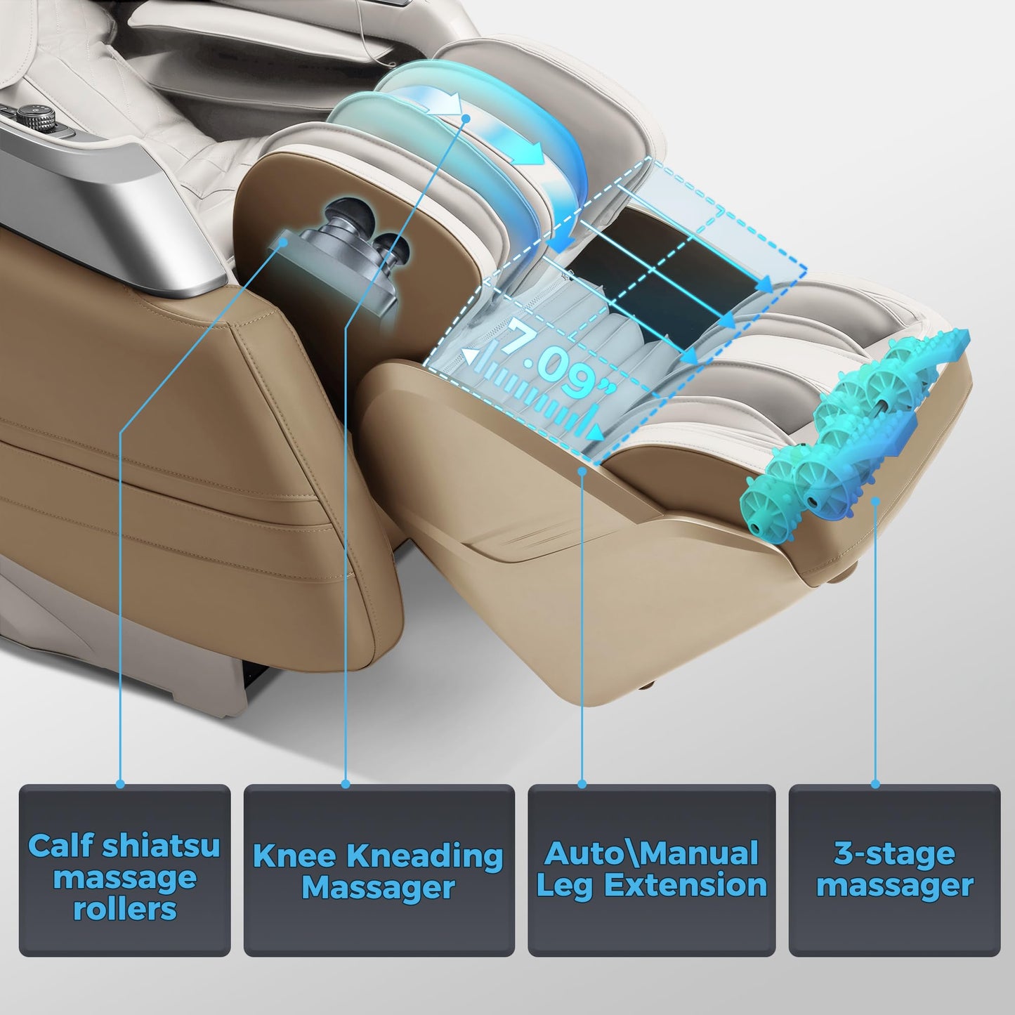 iBooMas P03 4D Zero Gravity Massage Chair,APP Control Massage Chairs Full Body with SL Track,Touch Screen Navigation,Yoga Stretch,Foot Roller,Heat,Airbags,Wireless Charger (Beige)