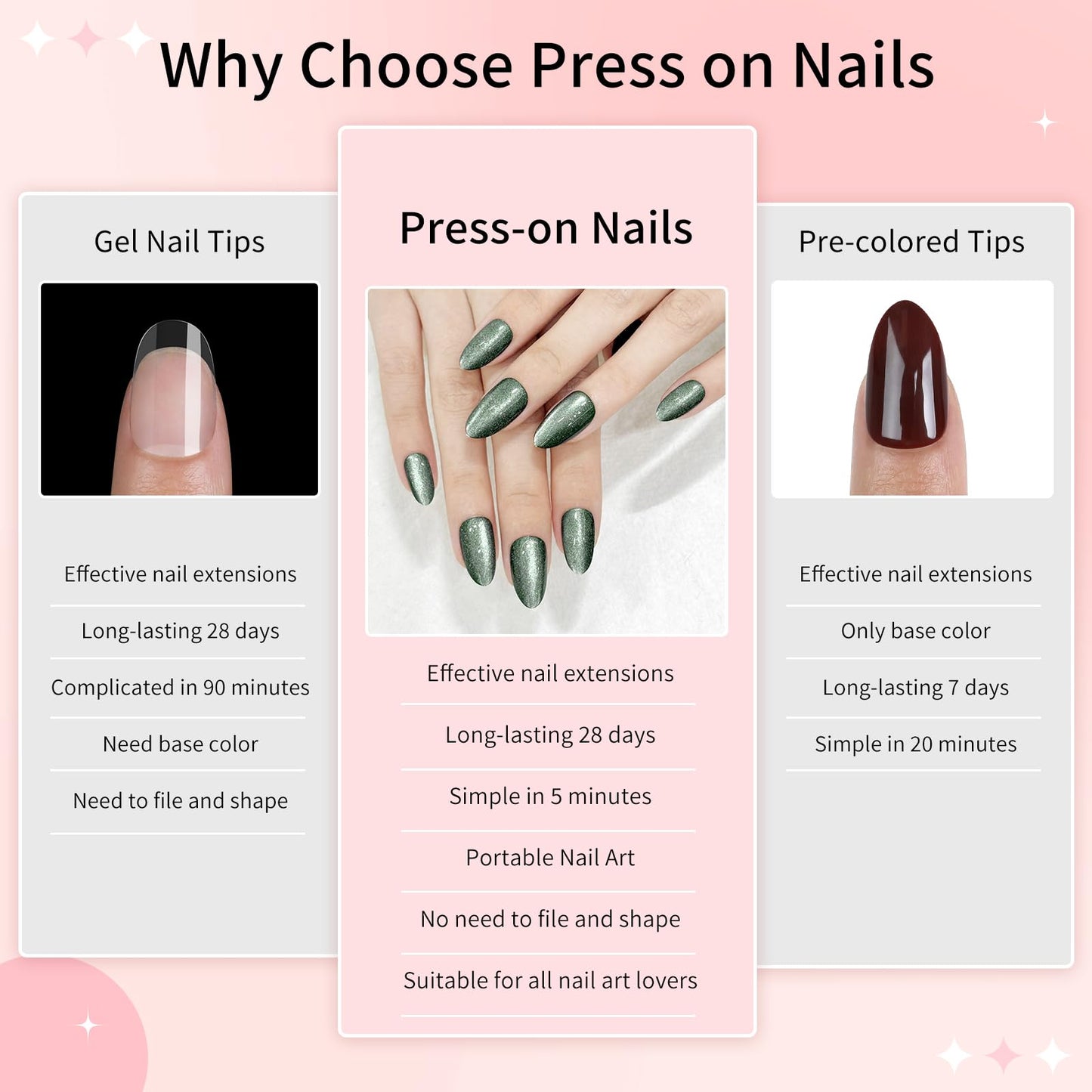 Green Almond Cat Eyes Press On Nails,12 Sizes - 24 Pcs Soft Gel Blackish Green Medium Fake Nails Kit with Nail Glue, Natural Reusable Stick On False Nails for Women and Girls SK1027