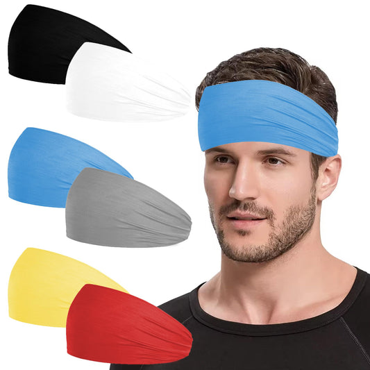 6 Pack Sports Headbands for Mens Running Headband for Women, Moisture Wicking Workout Headband Sweatbands for Running,Cycling,Football,Yoga,Fitness Stretchy Unisex Hairband -Mixed Colors