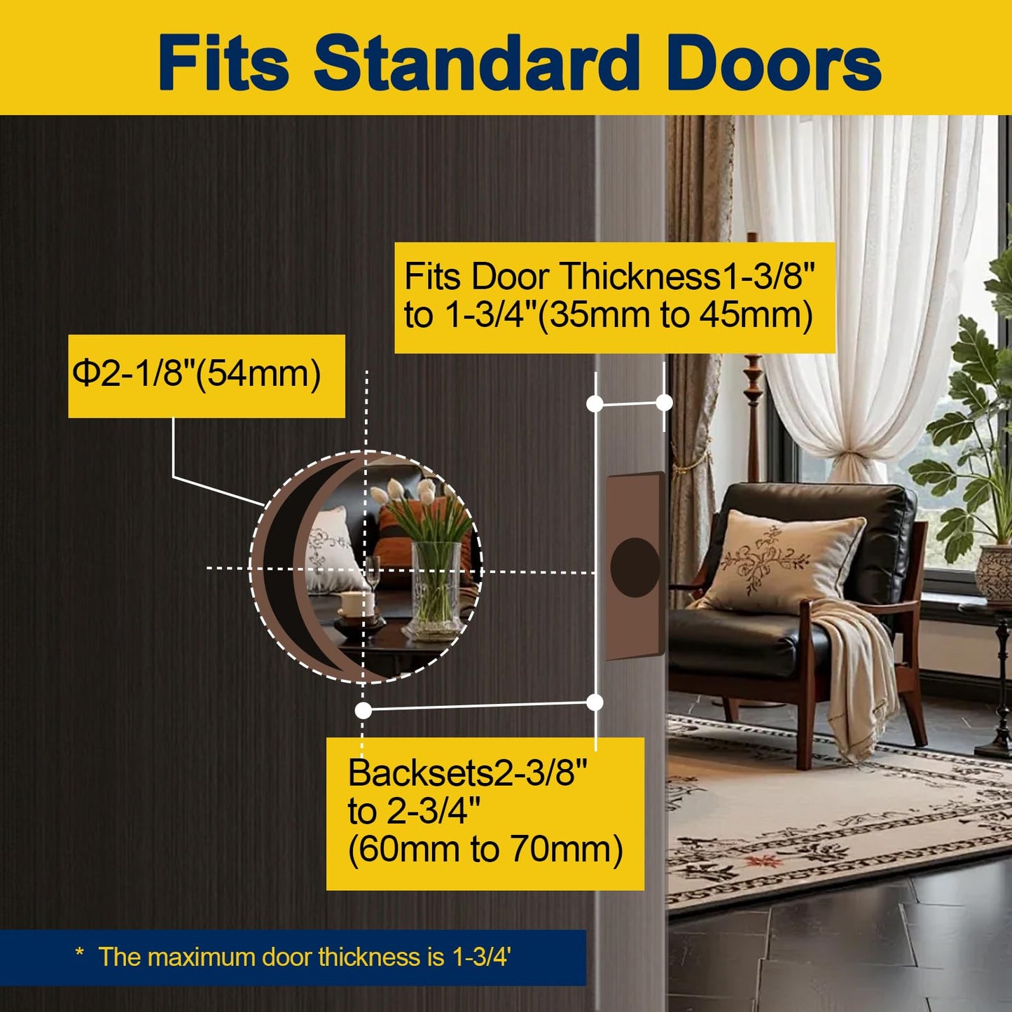 Lanwandeng 4 Pack Door Knobs with Lock and Key,All Keyed Same Entry Door Knob, Exterior and Interior Door Lock, Door Handle Satin Nickel