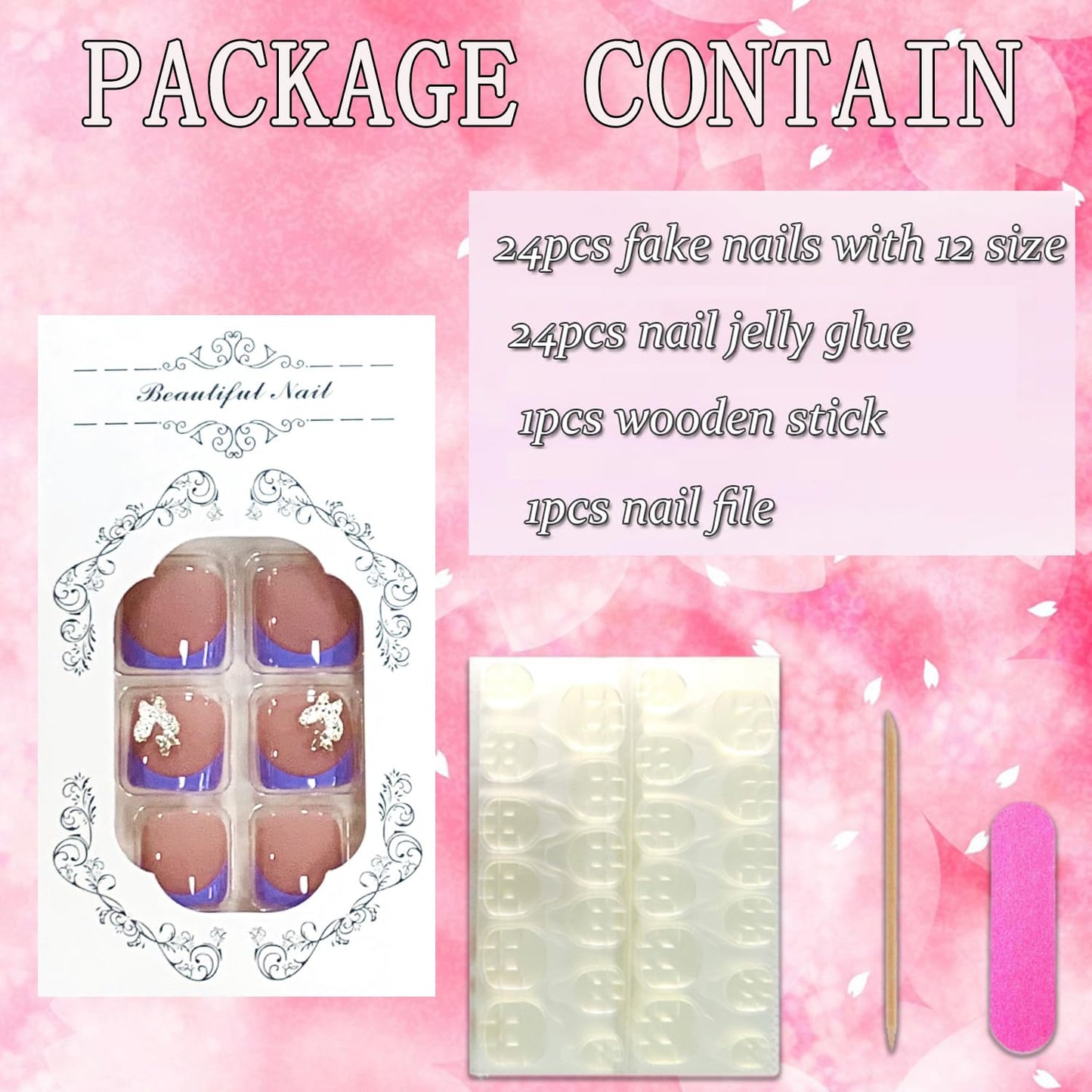FIEONCIY Press on Toenails with Designs Acrylic Fake Nails for Toe Artificial False Nails with Charms Glue on Toe Nails for Spring Summer Stick on Toenails for Women Girls(JP3347)