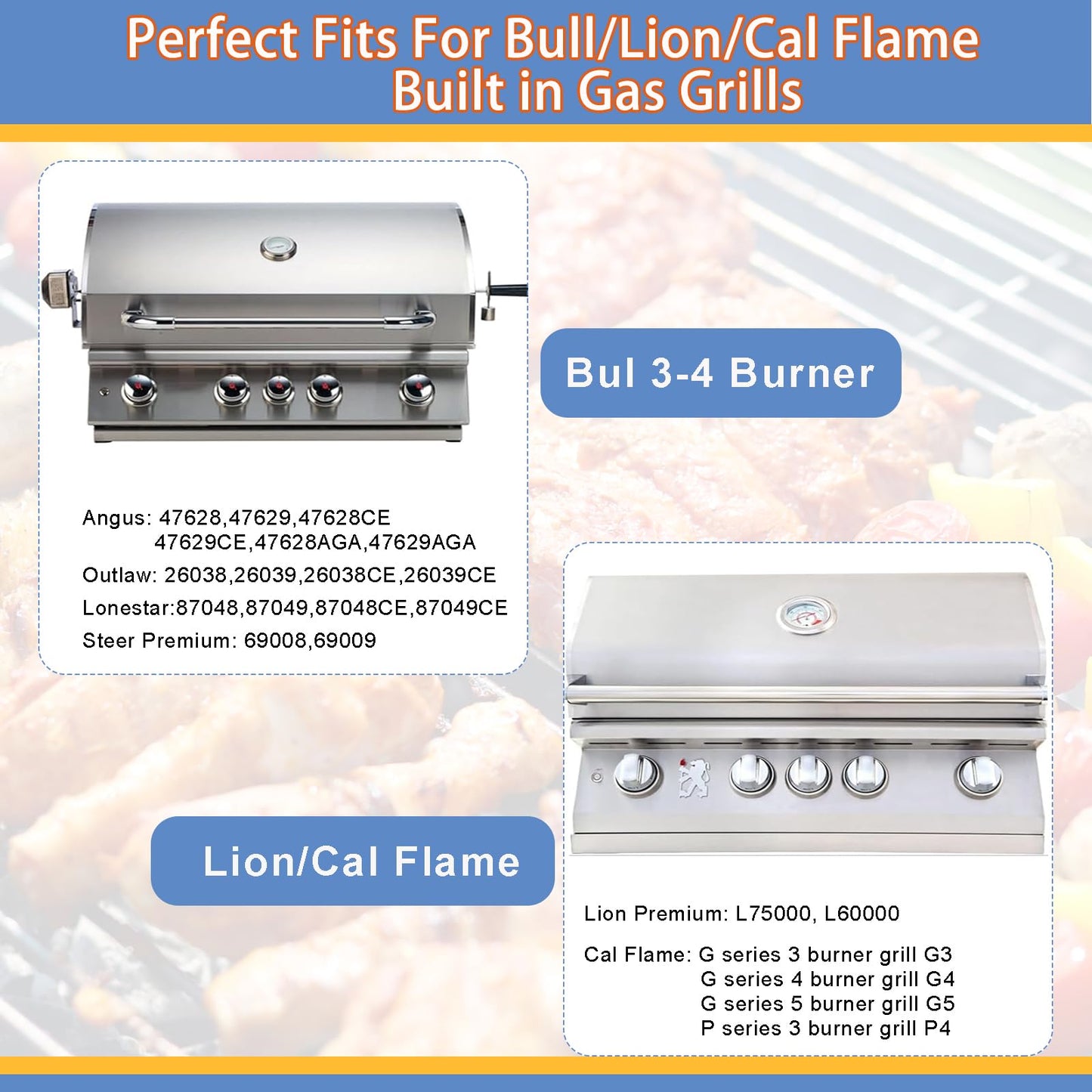 Grill Replacement Parts Replacement for Bull 16631 16521 16670 16520, Lonestar Select 87049, Steer Premium 69009, Outlaw 26039, Cal Flame G Series Grill G4 BBQ18G05 Bull Angus 87048 47628 47629