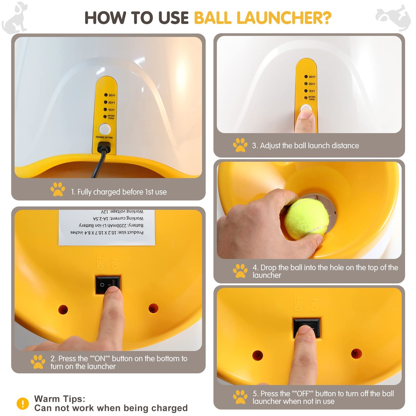 Automatic Dog Ball Thrower with 3 Interactive Tennis Balls, Electric Pet Dog Ball Launcher Interactive Dog Toy,Adjustable Distance Settings for Indoor and Outdoor Play