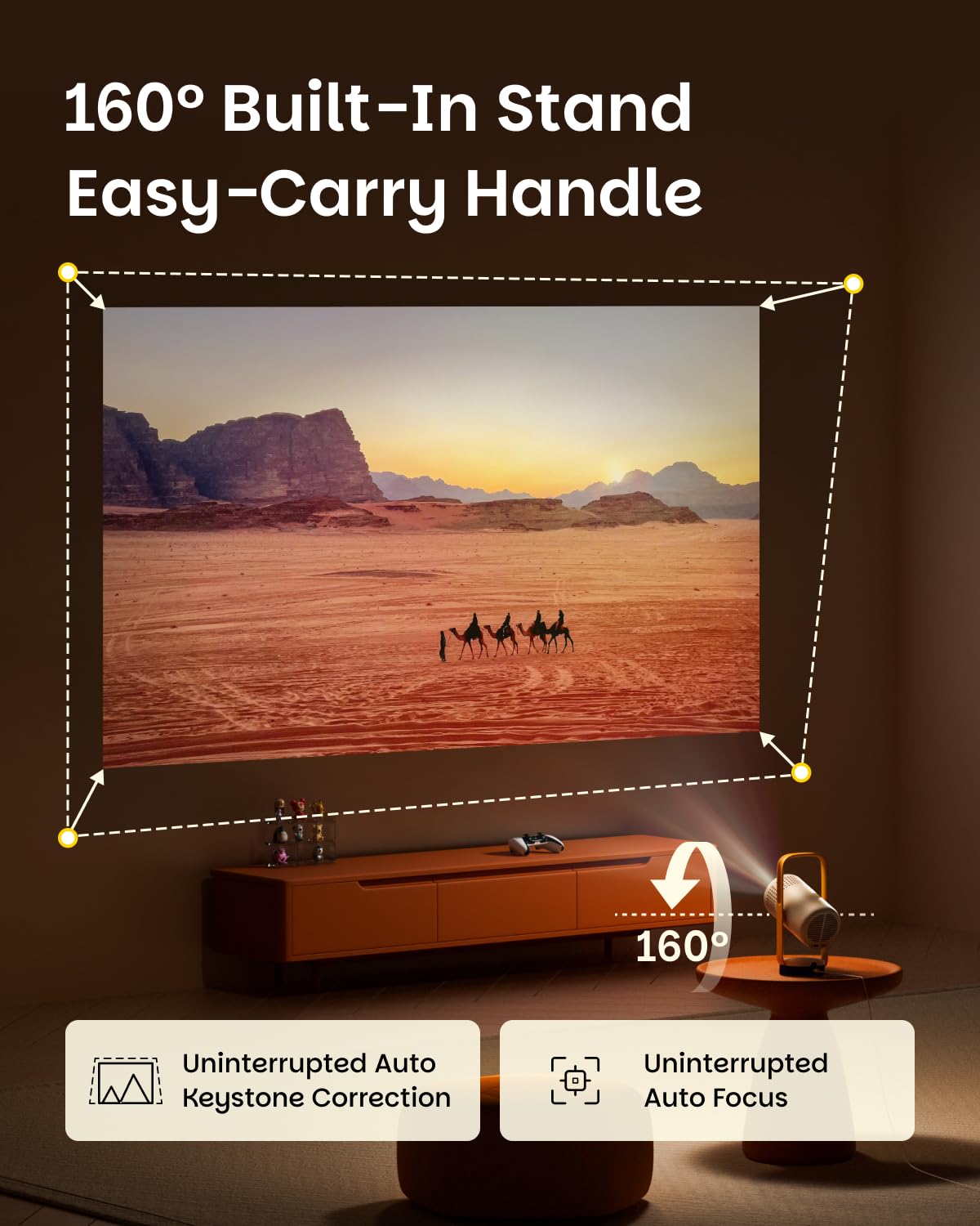 XGIMI Vibe One Battery Powered 1080P Smart Portable Projector, Google TV with Licensed Netflix, Sound by JBL, Built-in Battery, Auto Focus Auto Keystone, HD Outtdoor Movie Projector for Home(Ash)