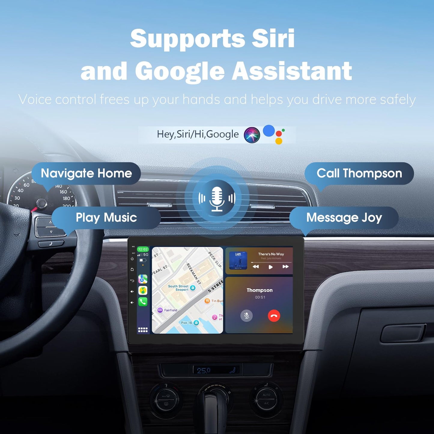 Haudio 10.1" Single Din Car Radio with Rotatable Touchscreen, Wireless Apple CarPlay, Android Auto, Touch Screen Radio, GPS Navigation, Bluetooth, Hi-Fi Sound, Voice Control, Backup Camera