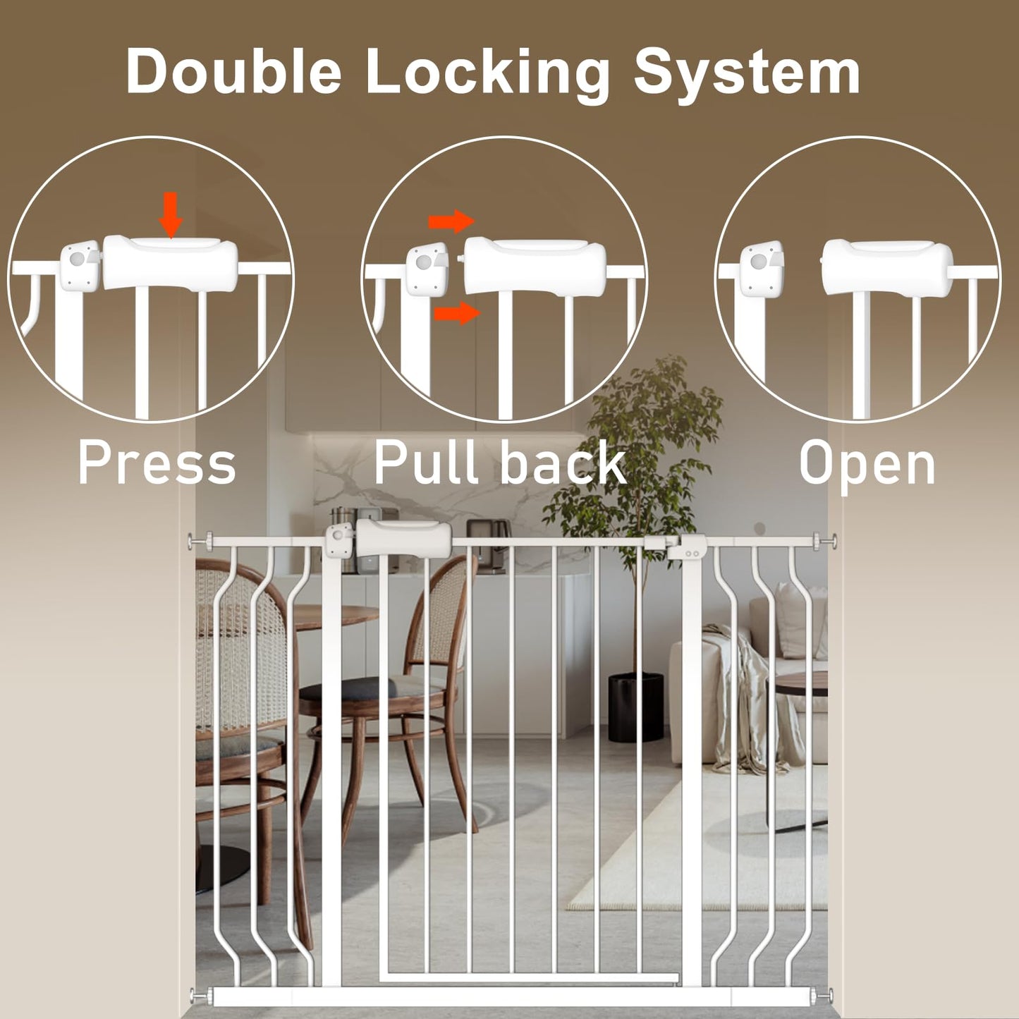 ALLAIBB Extra Wide Pressure Mount Baby Gate Auto Close Metal Child Dog Pet Safety Gates with Walk Through for Stairs,Doorways,Kitchen and Living Room (66.93-71.65"/170-182cm)
