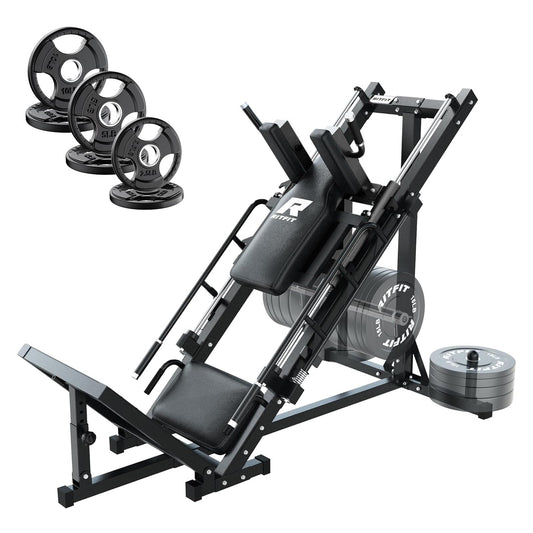 RitFit Leg Press Hack Squat Machine, Professional Adjustable Leg Press Machine for Home Gym with Linear Bearing, Full Lower Body Workout with Weight Storage (Black,with 35lb Rubber Weight Plates)