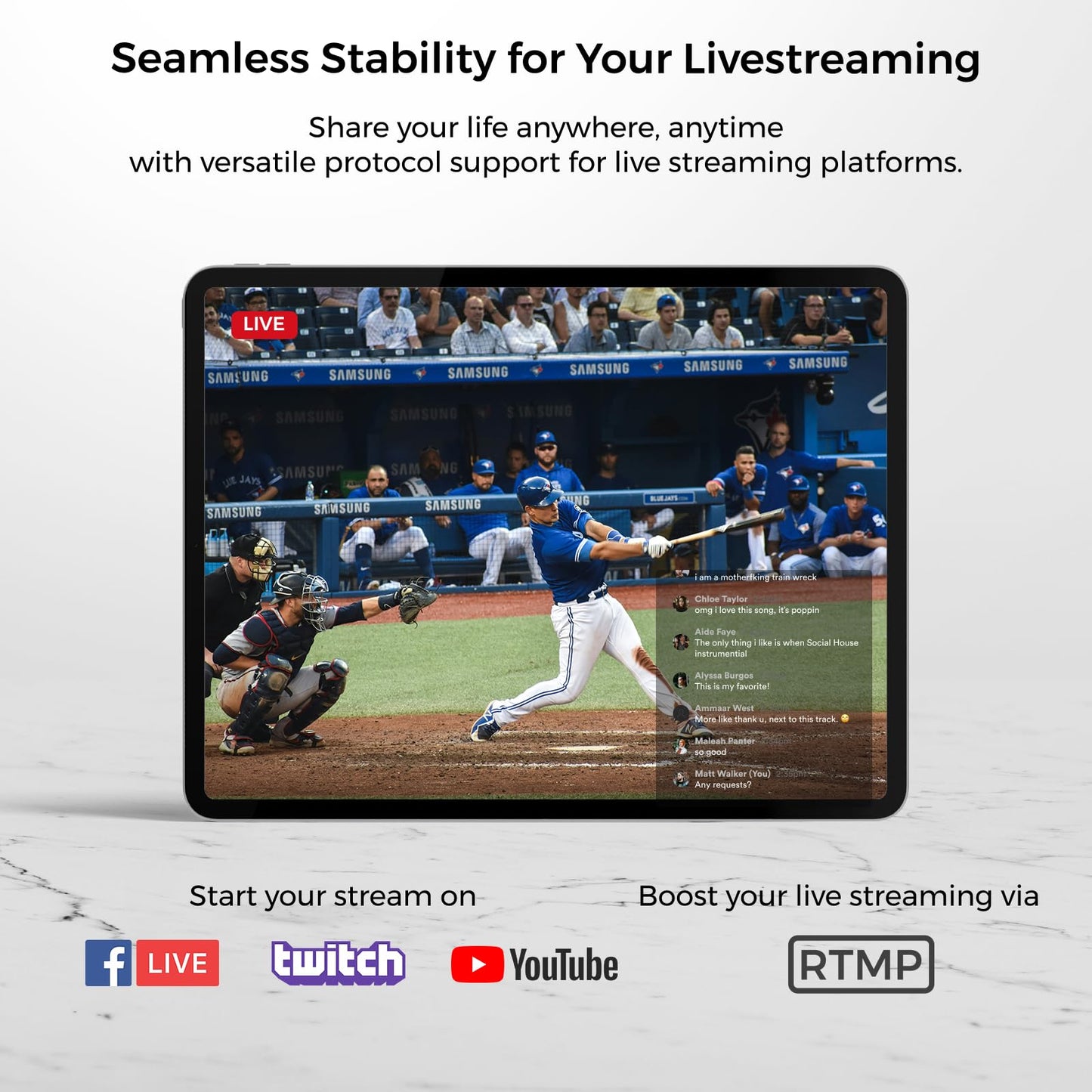NearStream 3-Pack Live Streaming Camera 2K, Streaming Webcam with 40X Hybrid Zoom, 8-MEMS Mic with Noise Canceling, 6H Battery, Camera for Streaming on YouTube/Twitch/Facebook/Rtmp, App Control