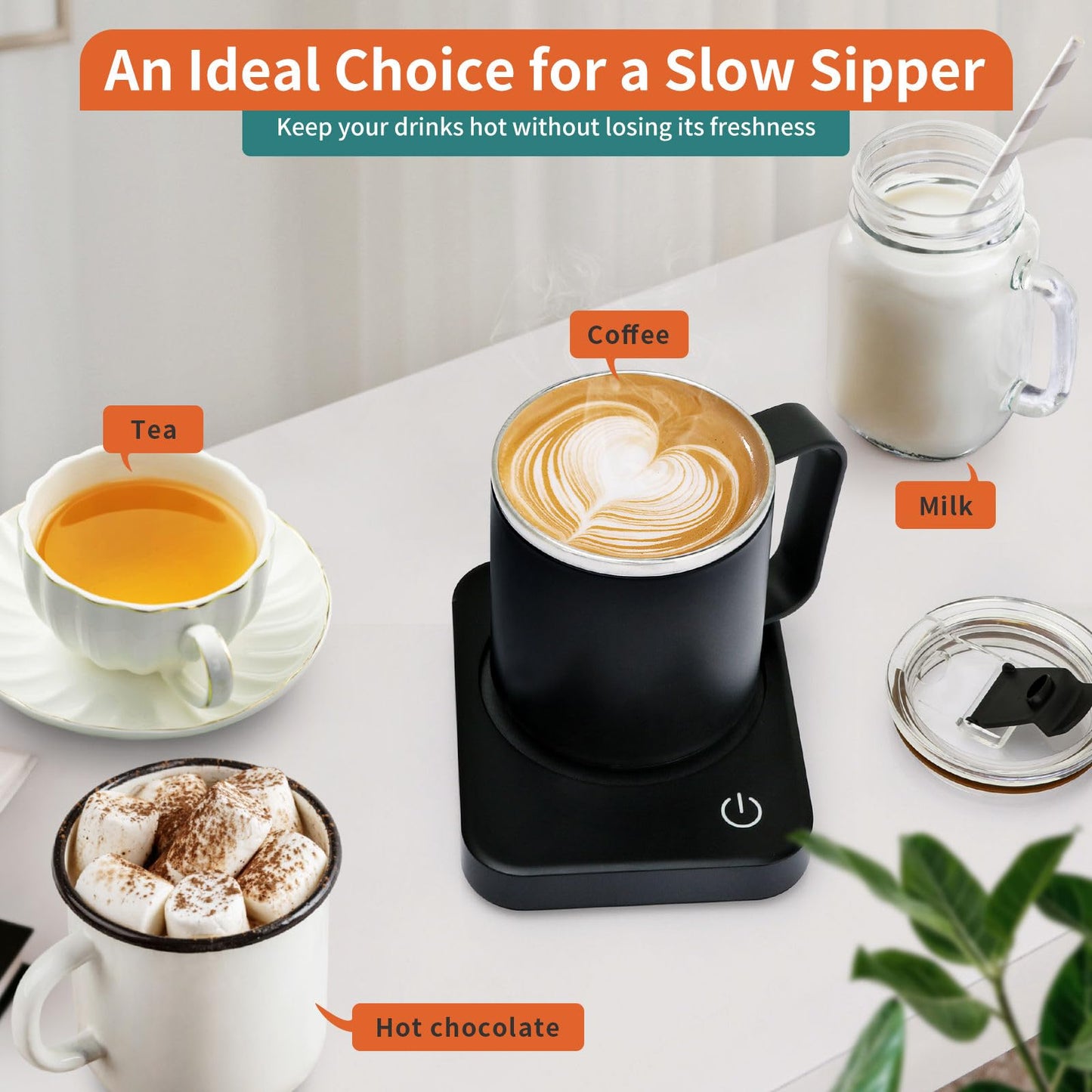 VOBAGA Coffee Mug Warmer Set with Auto Shut Off, 15 oz Coffee Mug Gift Set & 3 Temperature Settings Home Office Desk Accessories