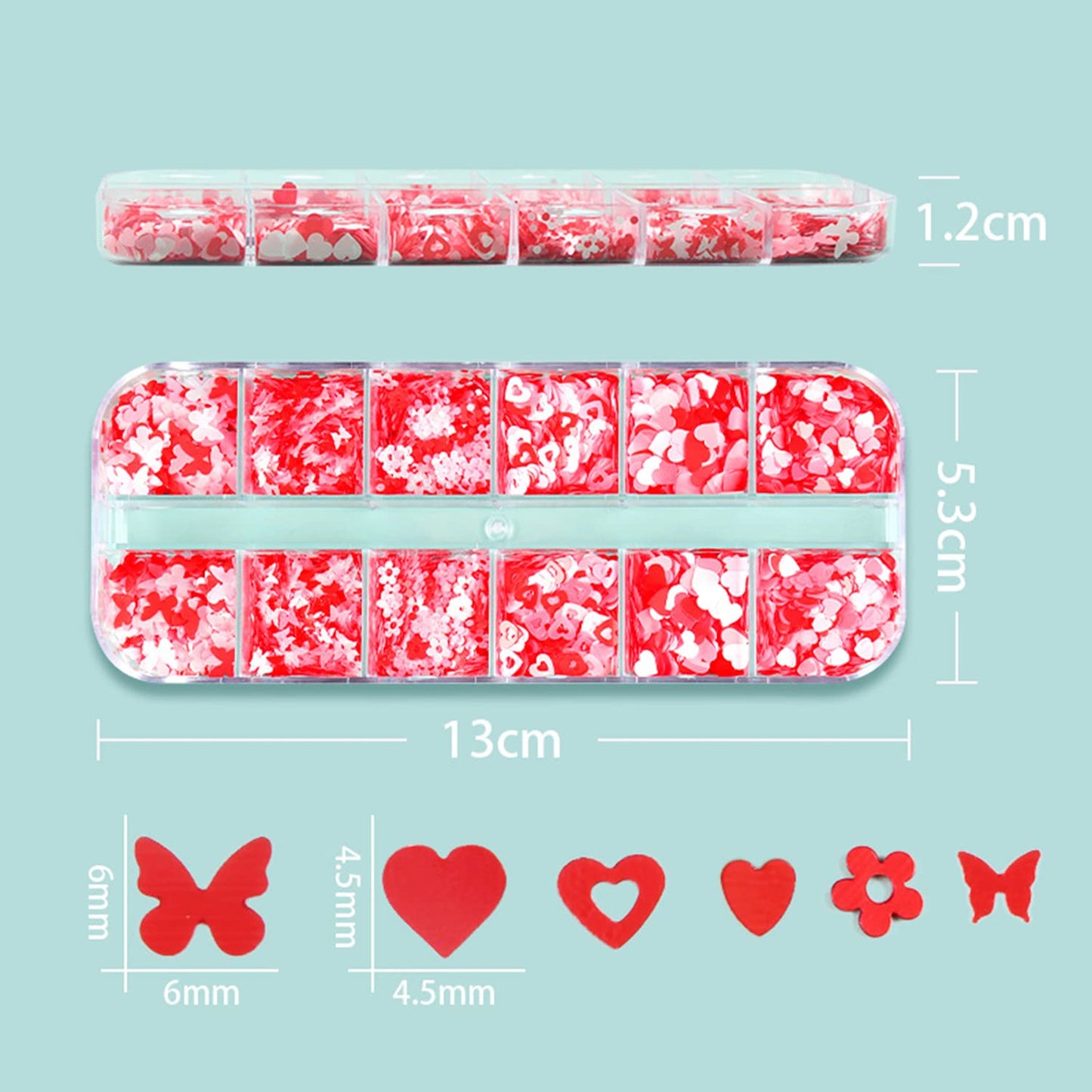 Nail Art Glitter Sequins, White and Pink 3D Glitter Flakes Designs, Love Heart Butterfly Flowers Sparkly Acrylic Nails Supplies for Women Girls Manicure Charms Decorations, DIY Resin Nail Art