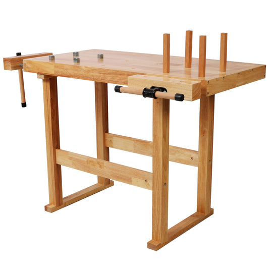 GOWE 40" Wood Workbench, Heavy Duty Woodworking Bench with Adjustable Handle, 330Lbs Load Capacity Woodworking Table Work Bench with Storage for Garage, Workshop, Home Storage