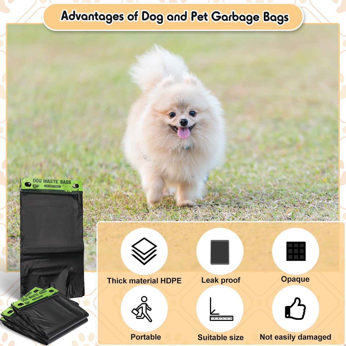 Ireer 7000 Pcs Dog Bags Bulk, Dog Pet Waste Bags Bulk, Leakproof Easy Single Pull Bag for Poop Station Fit Hang Hole Dispenser Pet Waste Bag for Home Outdoor