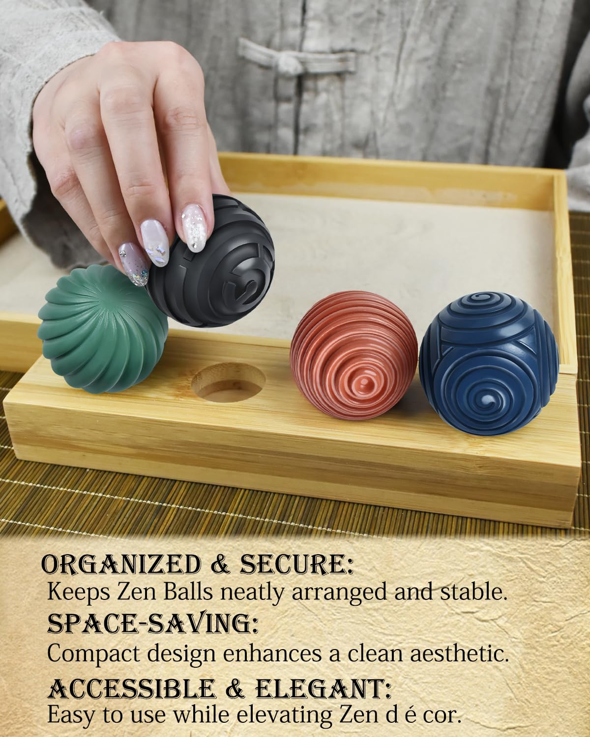 Artcome Jpanese Zen Garden Kit for Desk - Premium Mini Sand Garden with Bamboo Tray - Meditation Sand Tray with 4 Zen Balls and Rake Tools for Relaxation - Mindfulness Therapy Decor - Ideal for Gift