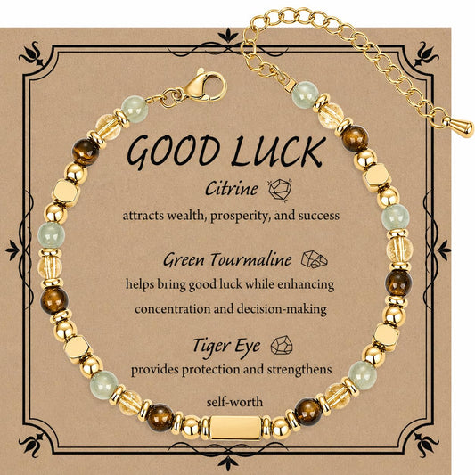 QINJIEJIE Good Luck Bracelet Gifts for Women Lucky Green Aventurine Crystal Green Beaded Bracelet Healing Bracelets for Women Friends Mom Coworkers
