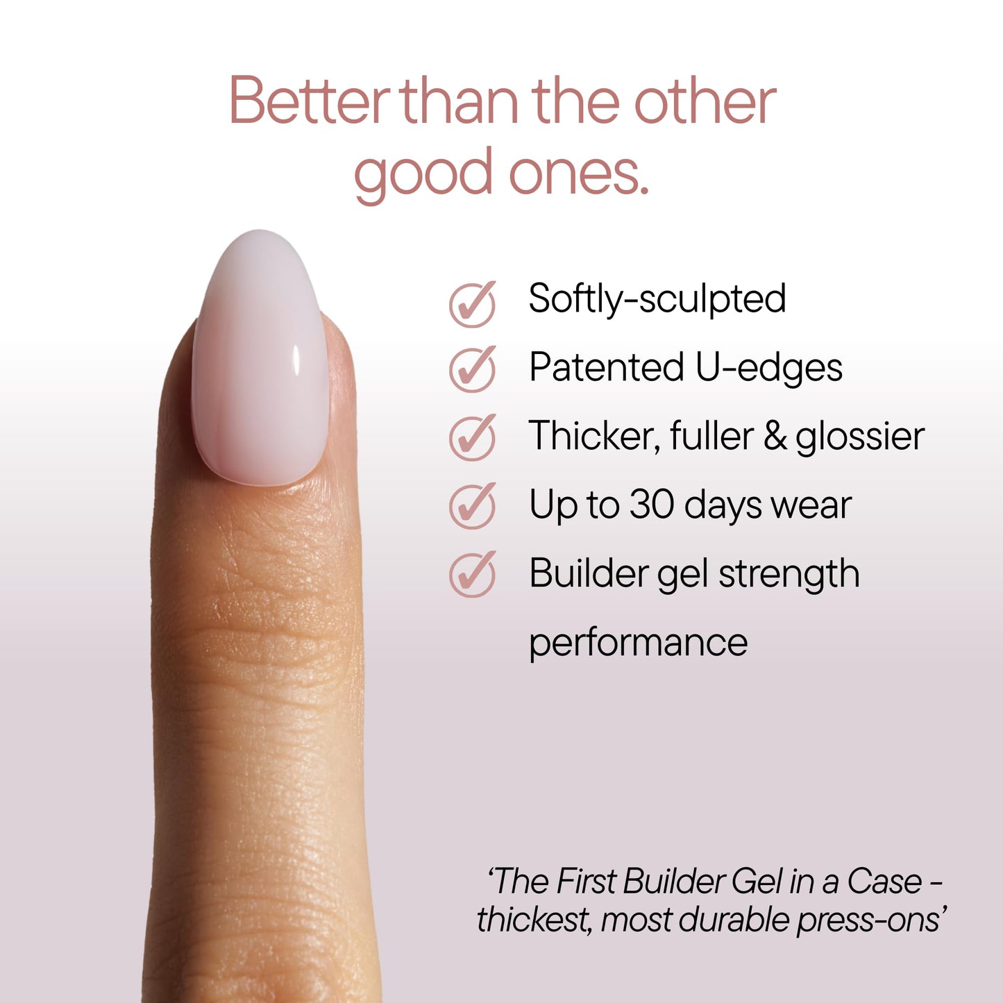 Celebritips Press On Nails - Salon U-ltimate™ | Clean Pink, Short Coffin Nails, Reusable | 16 sizes - 32 Nails Kit with Glue and Sticky Tabs