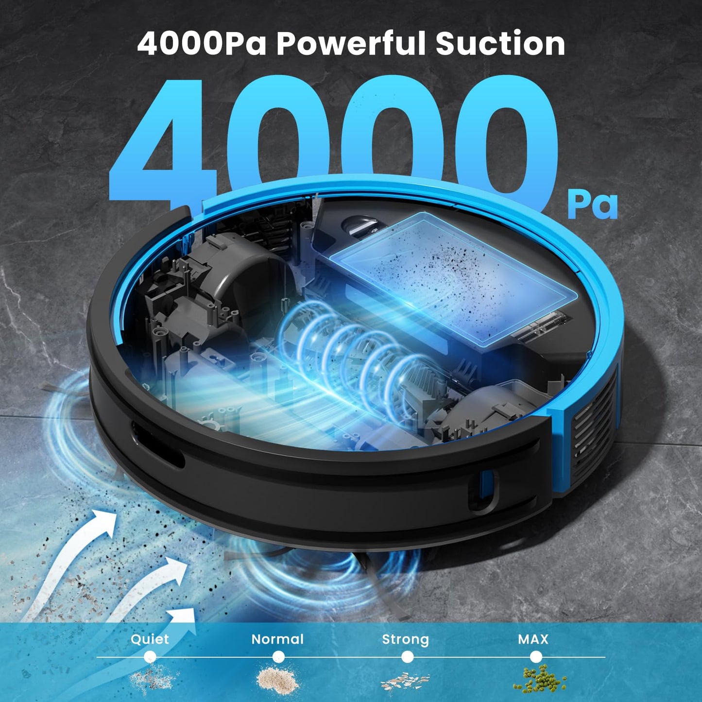 OKP L3 Robot Vacuum Self Emptying Station for 60 Days, LiDAR Navigation, 200Min,4000Pa Suction, 2.4G WiFi/App/Alexa Control, Robotic Vacuum for Pet Hair, Carpet, Floors,Blue