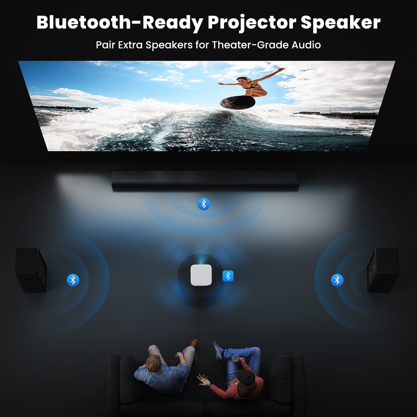 [1500 ANSI/Built-in APPs] Smart Projector with Wifi and Bluetooth: NICPOW 4K Outdoor Projector, Compatible with Netflix, Auto Focus & Keystone, Portable Proyector for Home & Outdoor Use, White