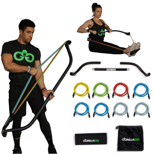 Gorilla Bow Travel All-in-ONE Strength Training Equipment, Portable Home Gym System, 100 Plus Quality Workouts for Travel, Home Gym & Outdoor Includes Workout Guide and Videos