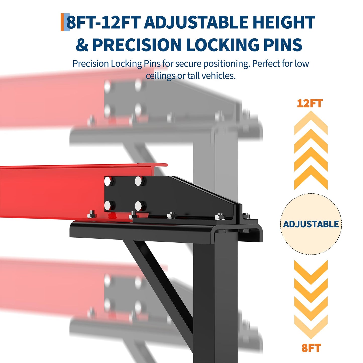 Adjustable Gantry Crane with Manual Trolley, Hook and Sling Strap, 1 Ton 2200 LBS Capacity, Portable Gantry Crane Height Adjustable 97" to 141" with 12 Positions, for Factories, Warehouses