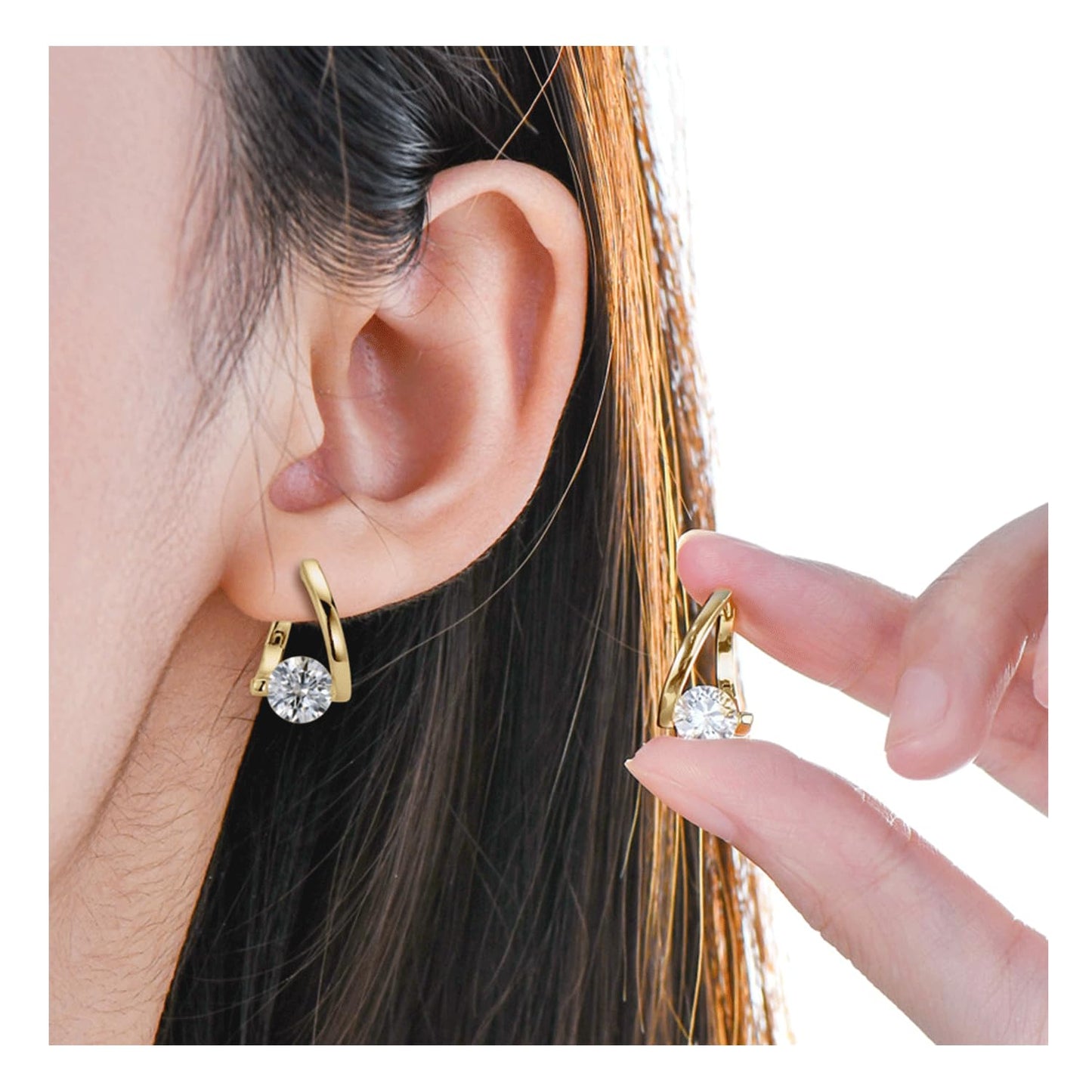 Halolux Lymphvity Germanium Earrings for Women Atheniz Lymphatic Drainage Earrings Gold Silver Cubic Zirconia Hoop Earrings Trendy Jewelry for Women (Gold+Silver)