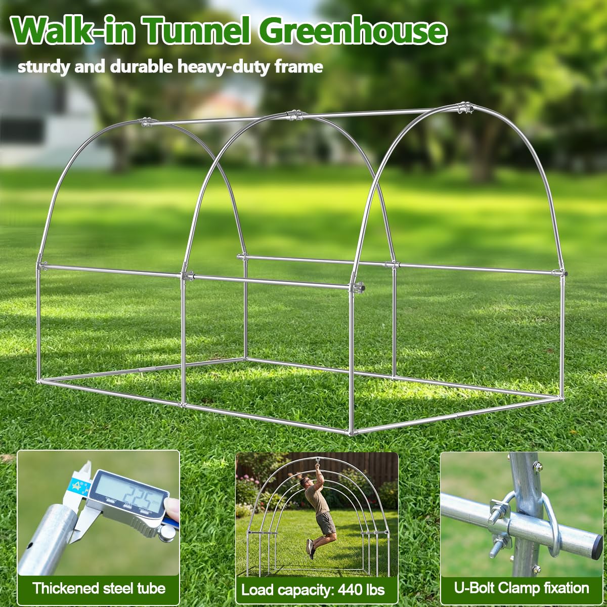 9.8x7.9x6.5 FT Greenhouses for Outdoors, Green Houses for Outside with Plastic Film, Walk-in Greenhouse with Heavy-Huty Galvanized Steel Tube (Load Capacity: 440 LB) for Garden Plant Winter