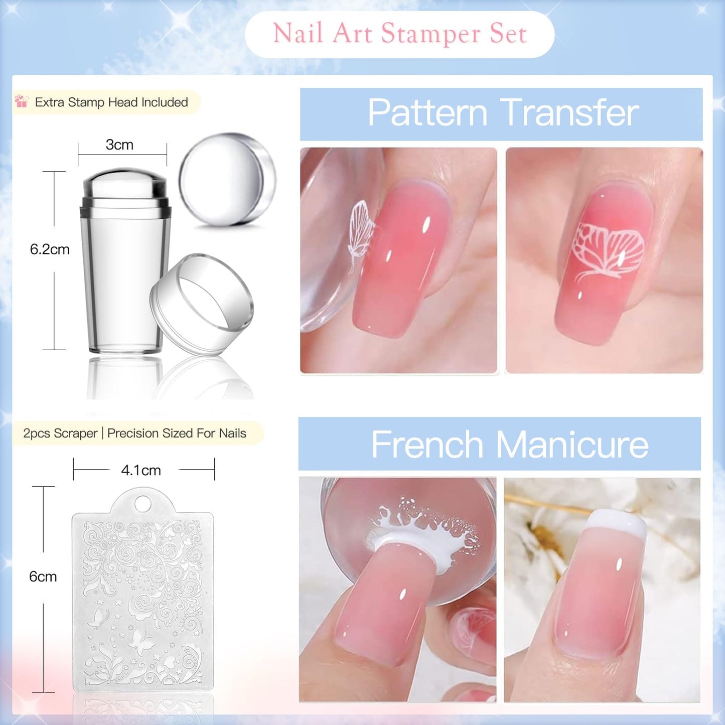 Biutee Nail Stamping Kit with 10 Stamping Gel Polish, 16 Nail Stamping Plate, Clear Jelly Stamper, 2 Scraper & Storage Bag, Floral Butterfly Geometric Beach DIY Nail Art Stamping Kit for DIY Manicure