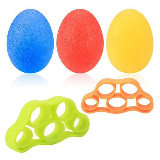 3 Pcs Hand Grip Strength Balls with 2 Pcs Finger Strengthener, Wrist Grip Strengthener Trainer, Stress Relief Balls Trainеr Hand Balls, Hand Exerciser Squeezer for Adults Hand Workout
