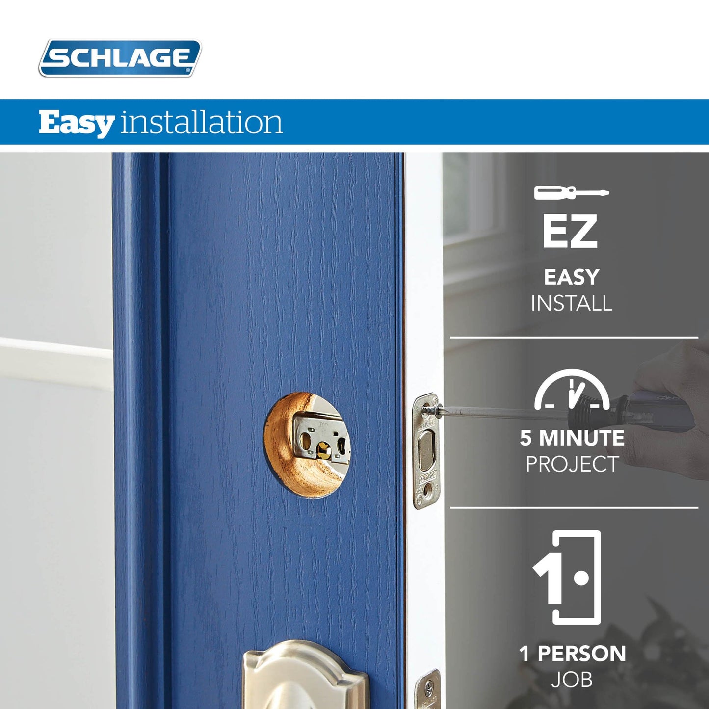 Schlage FB50 N G PLY 622 Single Cylinder Deadbolt and Keyed Entry Plymouth Knob, Matte Black