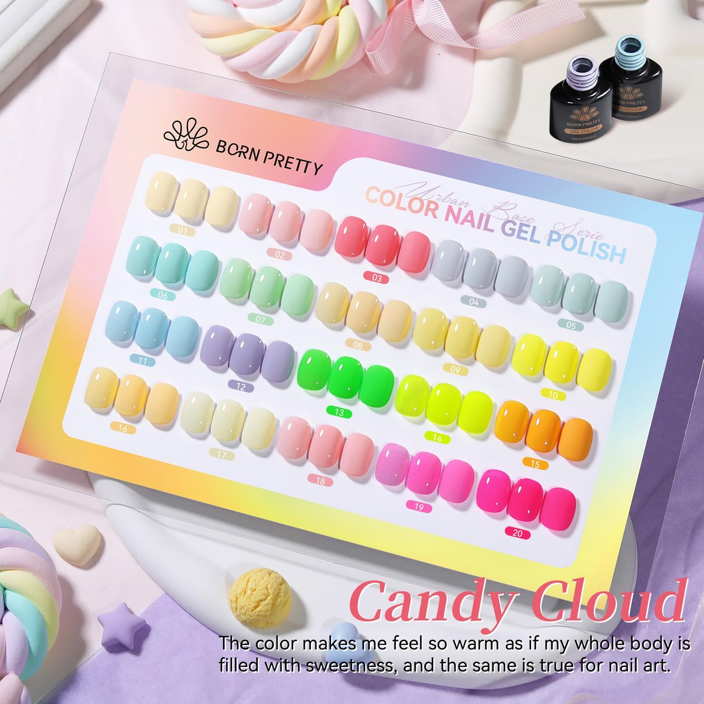 BORN PRETTY Neon Gel Nail Polish 23Pcs,Spring Summer Hot Pink Fluorescent Green Yellow Pastel Macaron Candy Sweet Colors Gel Polish Kit with Base&Glossy Matte Top Coat