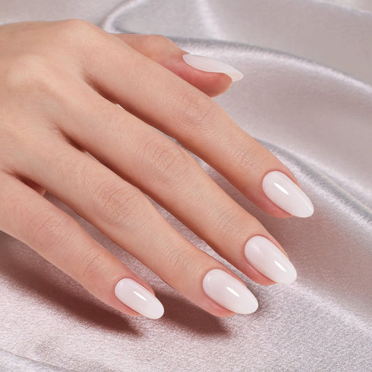 Beetles Natural Milky White Short Oval Press On Nails - White Press On Nails Short Oval with Nail Glue, Salon Quality in 16 Sizes - 32Pcs Soft Nail Gel Nail Kit Gift for Women