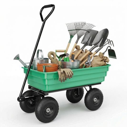 Tedyle Heavy Duty Garden Dump Cart – 4 Cu.Ft. Yard Wagon with 10-Inch No-Flat All-Terrain Wheels, 180° Rotating Handle & Quick-Release Dumping, Perfect for Outdoor Gardening, Farms & Lawns