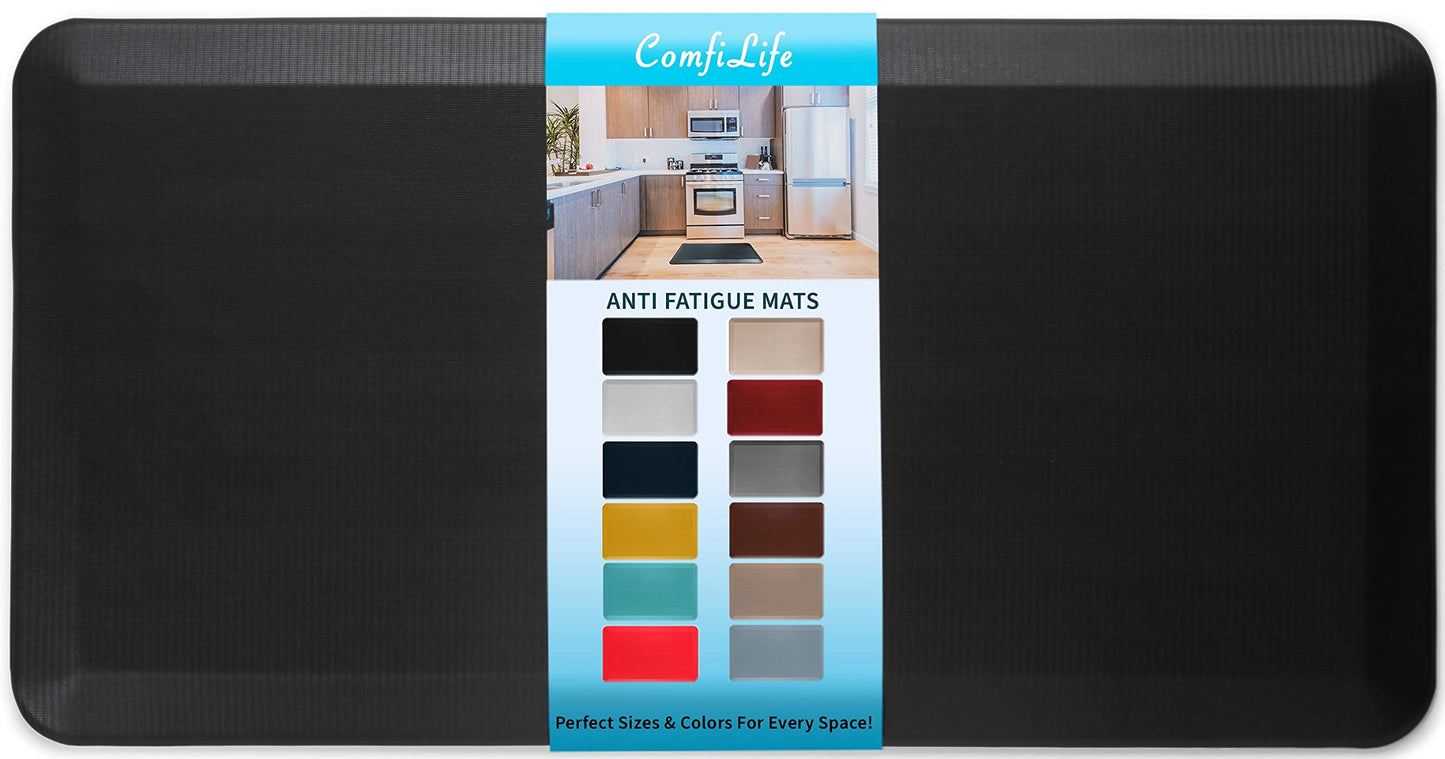 ComfiLife Anti Fatigue Floor Mat – 3/4 Inch Thick Kitchen Mats for Floor, Standing Desk Mat, Kitchen Rug – Comfort at Home, Office – Durable – Stain Resistant – Non-Slip Bottom (20" x 39", Black)