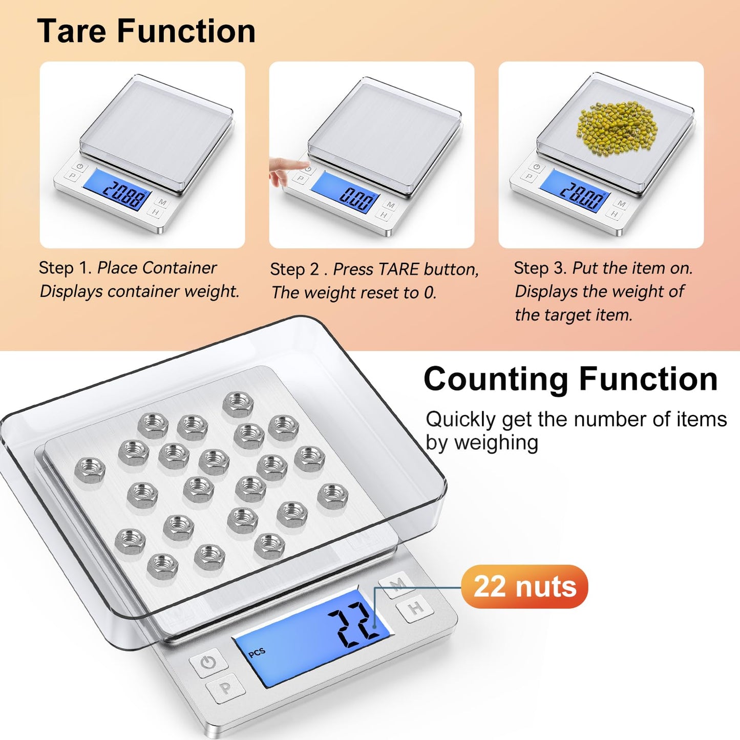 BOMATA 0.01g Small Digital Gram Scale, USB Rechargeable, Upgraded 1kg Jewelry Scale with Larger Display and Hold Function, High Precision, Grams and oz for Herb, Coin, Powder, Gold, Yeast, Kitchen