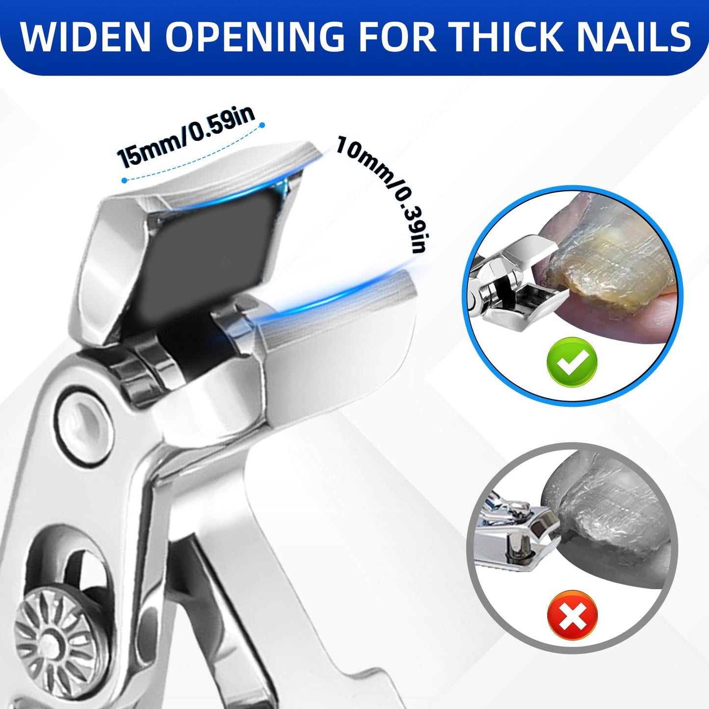 Thick Toenail Clippers for Seniors, Professional Edgy Nail Clippers for Men, Heavy Duty Large Finger Nail Clippers Adult, Angled Head Nail Clippers Cutters with Long Handle (4PCS Nail Clippers Set)