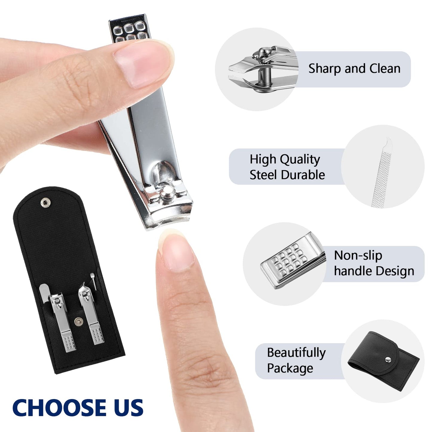 Geosar 12 Sets Manicure Gifts for Mothers Day Bulk Nail Clippers Pedicure Kit Stainless Steel Professional Pedicure Grooming Kits Nail Care Tools with Travel Case for Women Men Hand Foot(Black)