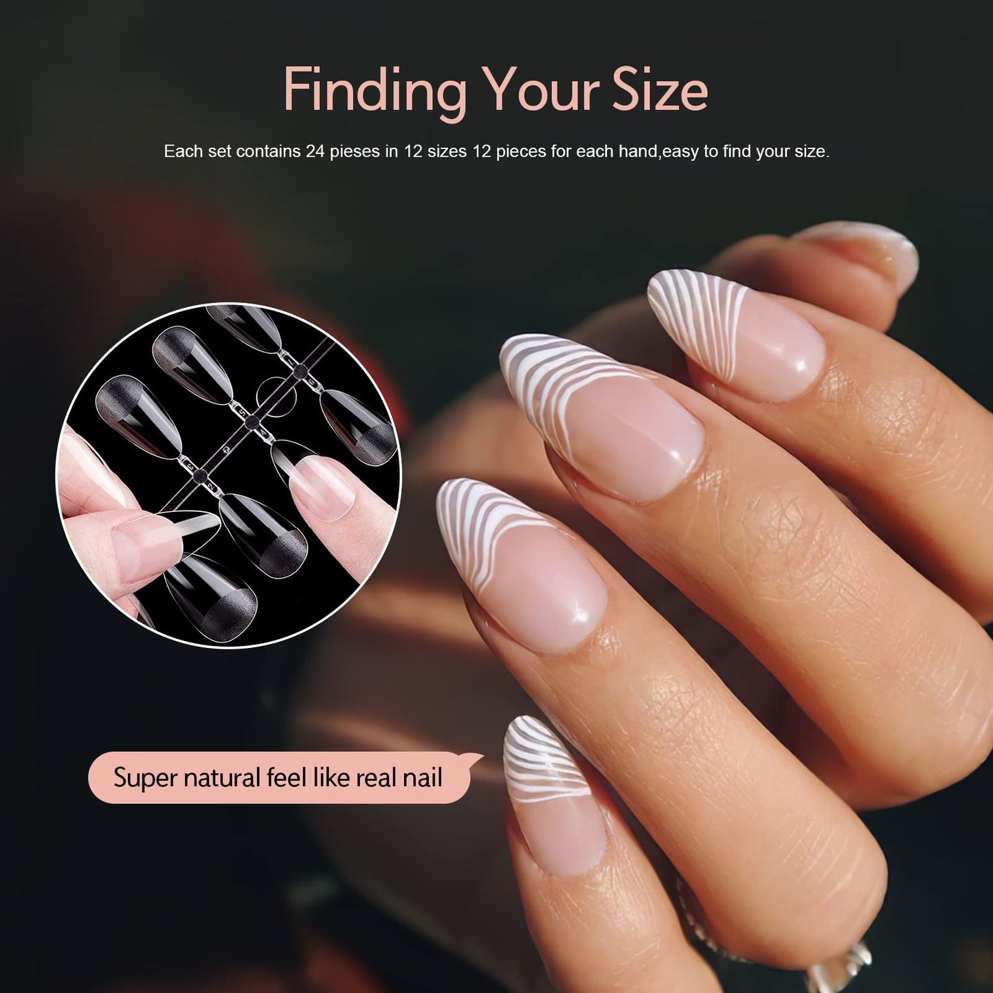 X&D Short Nail Tips Pre-buff PMMA Ultra Thin False Nails, 240pcs Soft Gel Full Cover Fake Almond Nail Tips Soak Off X Gel Nail Extensions in 12 sizes