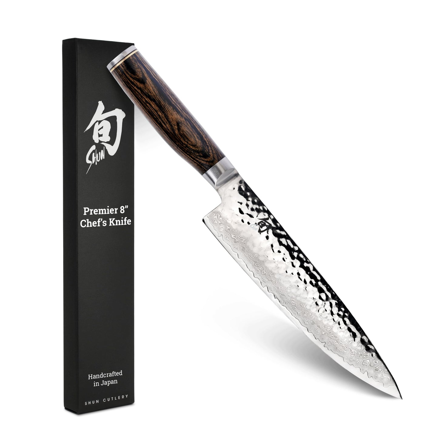 Shun Cutlery Premier Chef's Knife 8”, Thin, Light Kitchen Knife, Ideal for All-Around Food Preparation, Authentic, Handcrafted Japanese Knife, Professional Chef Knife